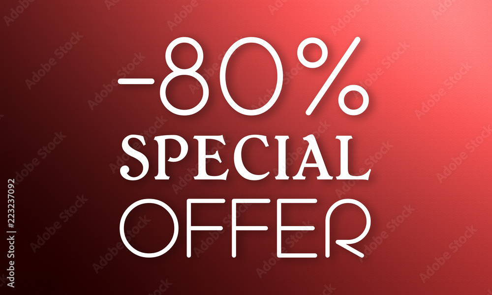 -80% Special Offer - white text on red background