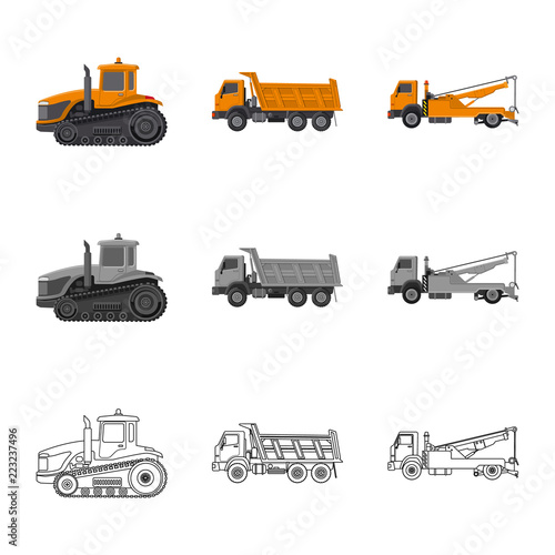 Vector design of build and construction icon. Collection of build and machinery stock vector illustration.