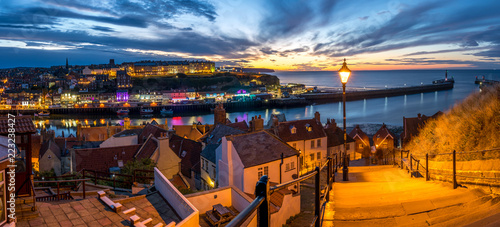 199 Steps Whitby, North Yorkshire, UK at Sunset photo