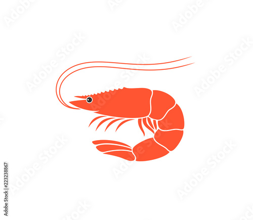 Shrimp Logo. Isolated shrimp on white background. Prawns
