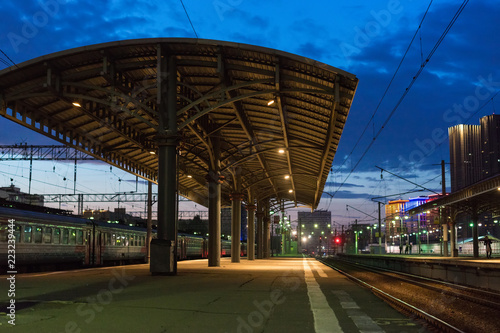 Photography Empty train station at night