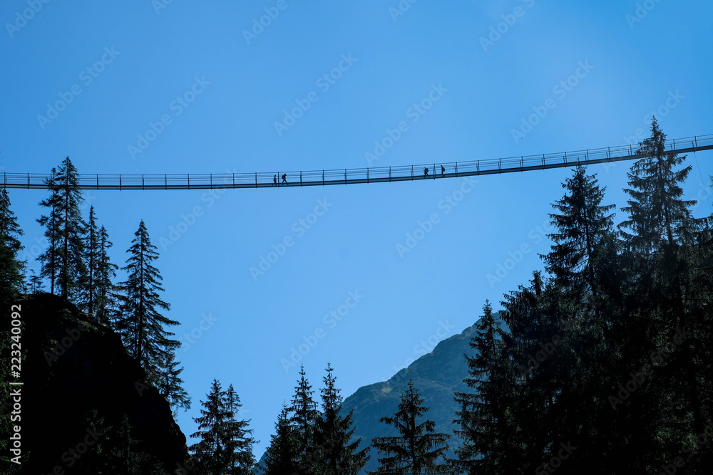 rope bridge over a deep canyon, tirol, austria rope bridge over a deep canyon, tirol, austria