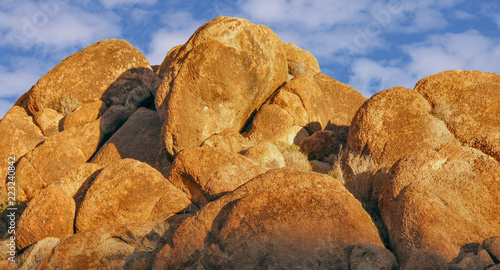 Jumbo Rocks in Late Afternoon Sunlight. Joshua Tree National Park, California, USA.