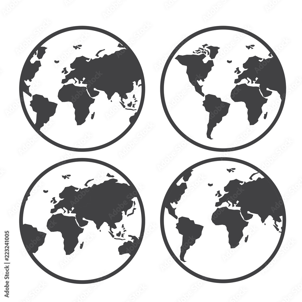 Globe world map vector icon