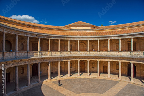 Courtyard of the Palacio de Carlos V in La Alhambra, Granada, Spain