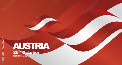 Austria National Day flag ribbon landscape background
