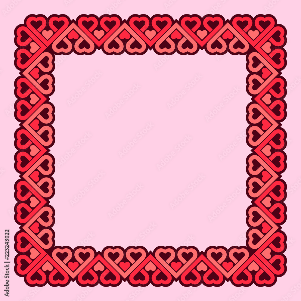 Frame Of Hearts Flat Vector Template Frame Of Hearts Flat Vector Template