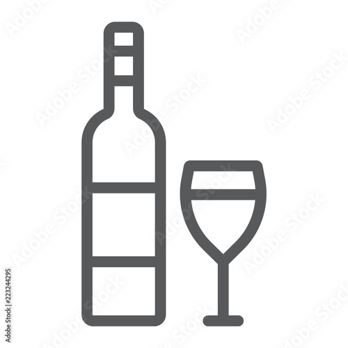 Wine line icon, alcohol and drink, glass sign, vector graphics, a linear pattern on a white background.