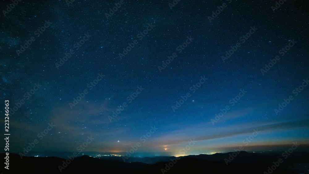 The starry sky above mountains. time lapse The starry sky above mountains. time lapse