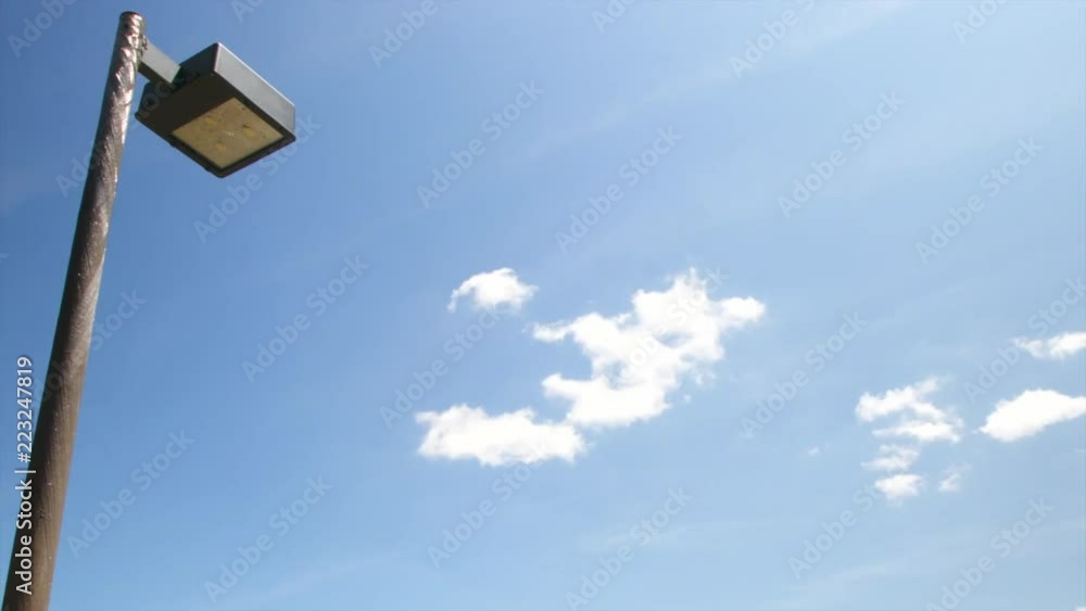 Clouds blue sky timelapse with street light Clouds blue sky timelapse with street light