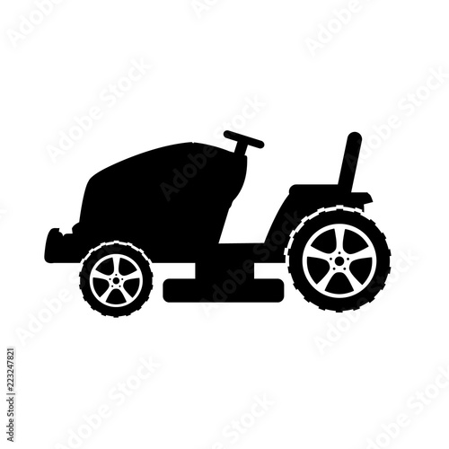 Lawn mower icon, silhouette, logo on white background