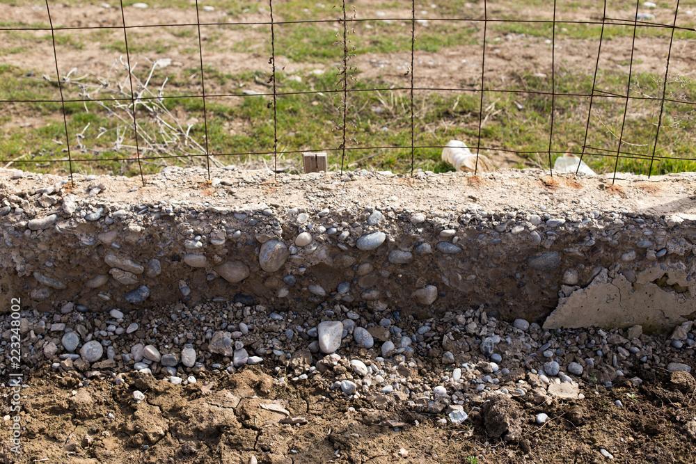 The effect of rain on a fresh concrete foundation The effect of rain on a fresh concrete foundation