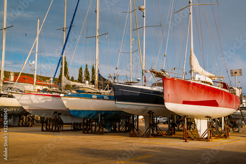 ships are waiting for repairs in dockyard