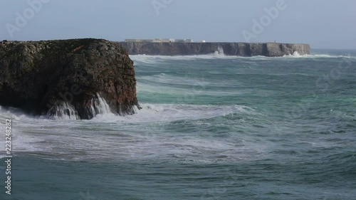 Hercules waves in the storm in Sagres. Costa Vicentina