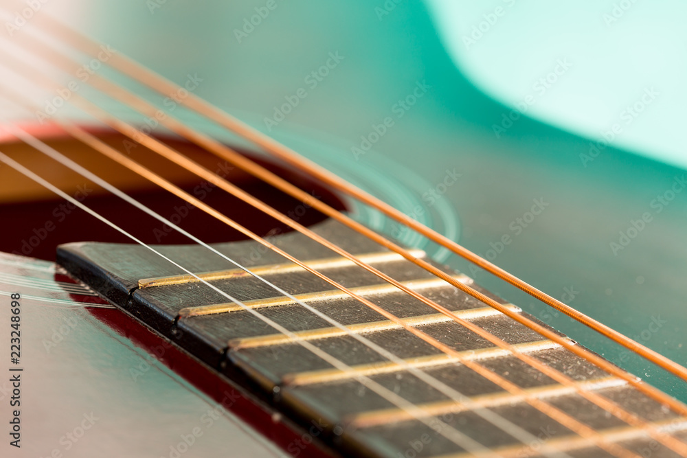 Fototapeta premium Detail of a used vintage guitar