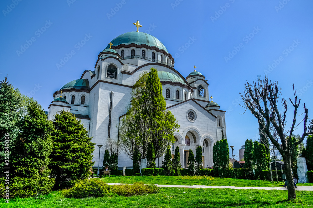 The Cathedral of Saint Sava in Belgrade, Serbia. It is the largest Serbian Orthodox church, the largest Orthodox place of worship in the Balkans and one of the largest 