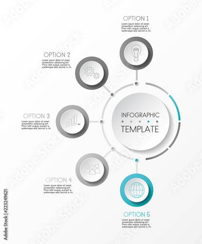 Gray infographic with business icons. Vector.