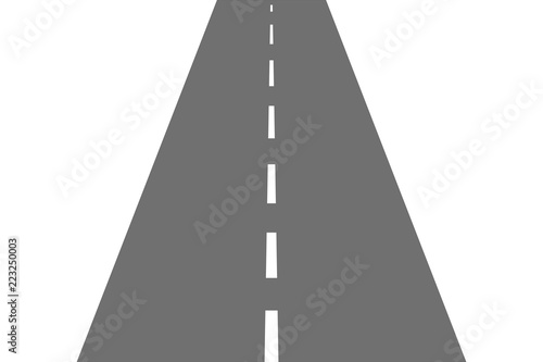 Vector illustration of a straight asphalt road isolated on a transparent or white background