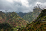 Beautiful landscape mountains with clouds, in Madeira