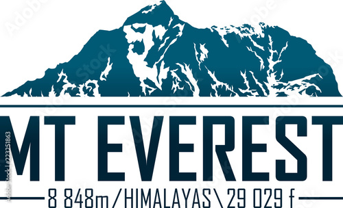 Vector Everest mountain logo. Emblem with highest peack in world. Mountaineering label illustration. photo