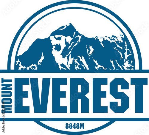 Vector Everest mountain logo. Emblem with highest peack in world. Mountaineering label illustration.