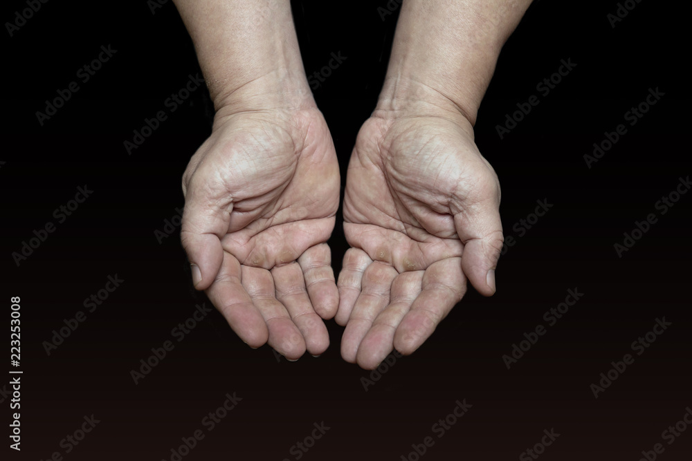 Fototapeta premium Male hands on a black background
