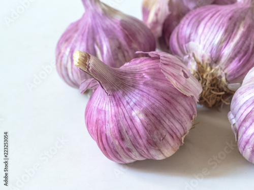 Pink garlic bulb
