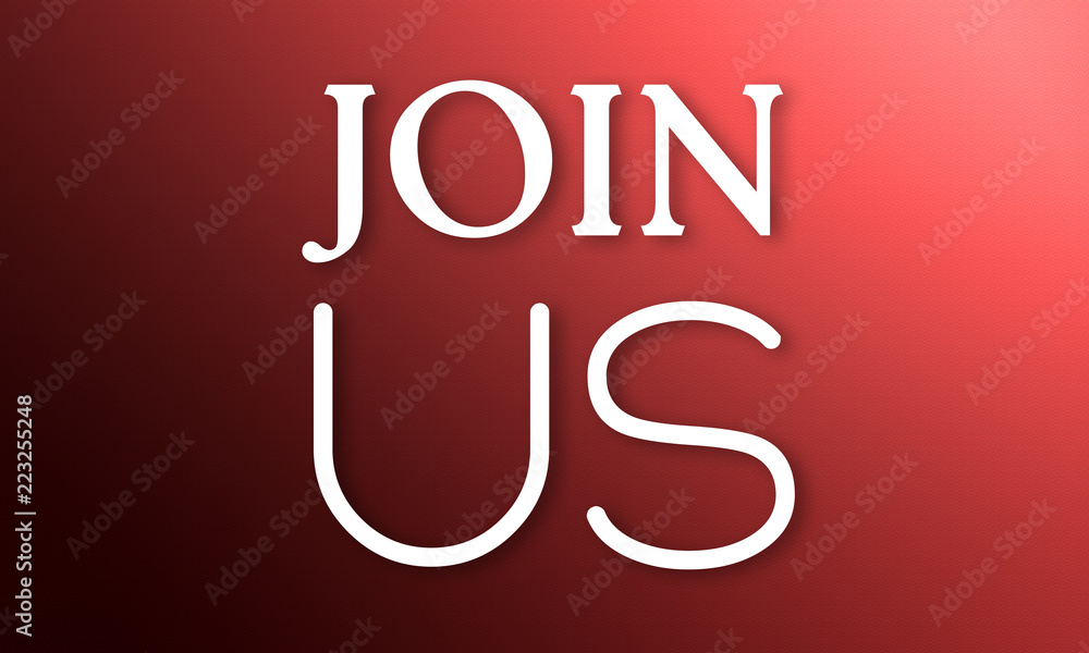 Join Us - white text on red background Join Us - white text on red background