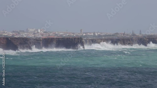 Hercules waves in the storm in Sagres. Costa Vicentina