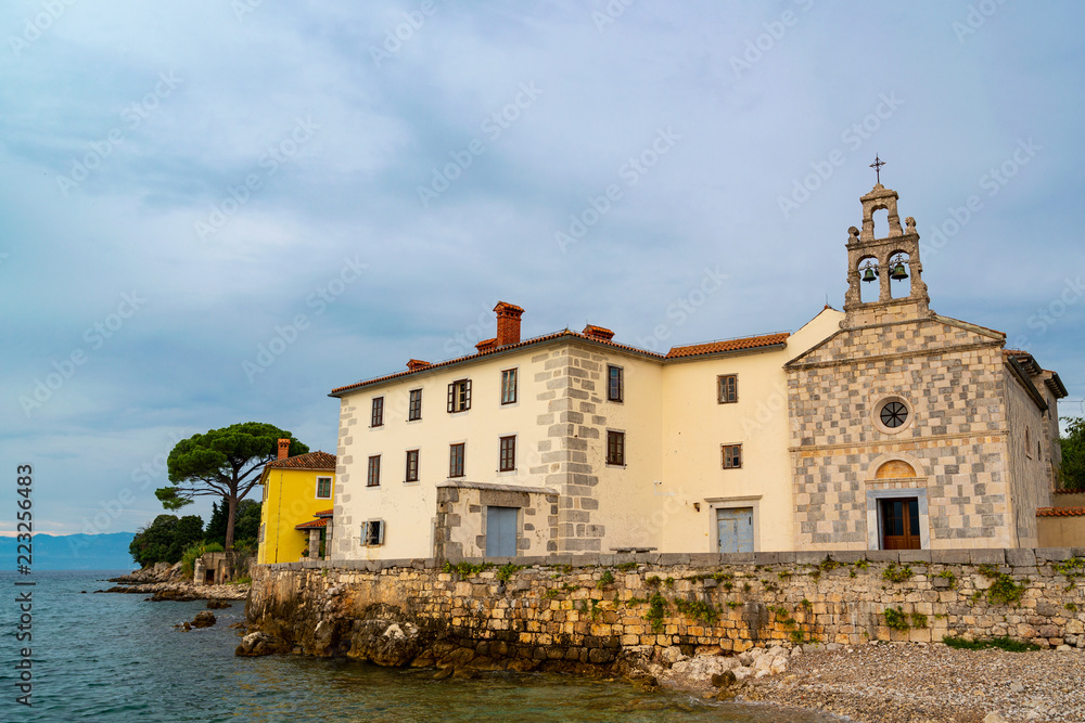 Monastery in Glavotok port , Krk Island , Croatia