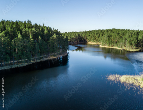 Aerial Photography of Lake in Early Spring