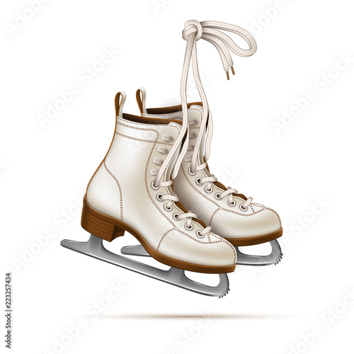 Vector realistic figure skates, vintage ice skates