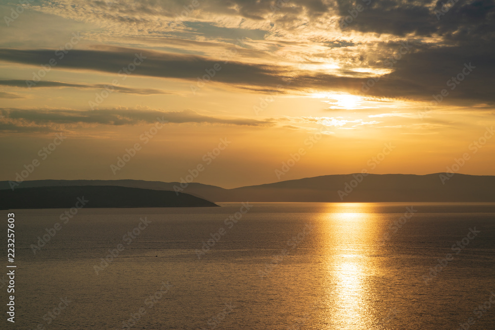 Sunset sea Krk Island , Croatia