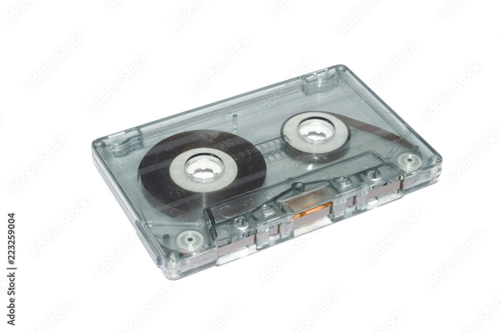 magnetic old compact cassette tape k7, TAPEDECK music, isolated in white background magnetic old compact cassette tape k7, TAPEDECK music, isolated in white background