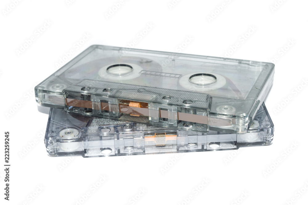 magnetic old compact cassette tape k7, TAPEDECK music, isolated in white background magnetic old compact cassette tape k7, TAPEDECK music, isolated in white background