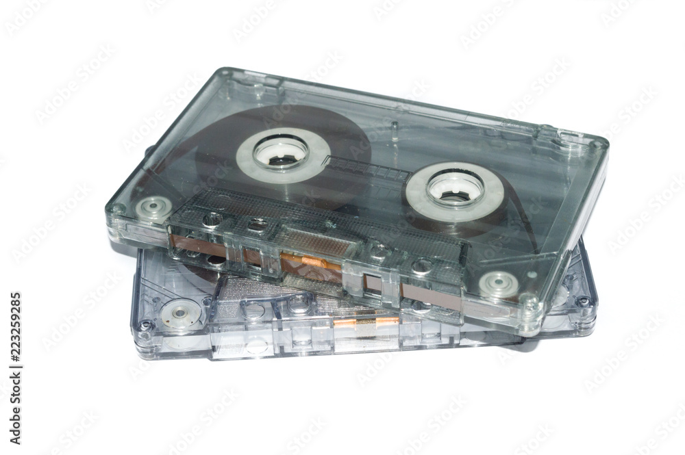 magnetic old compact cassette tape k7, TAPEDECK music, isolated in white background magnetic old compact cassette tape k7, TAPEDECK music, isolated in white background
