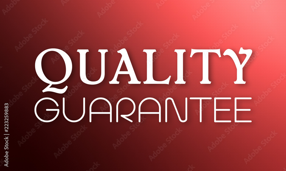 Quality Guarantee - white text on red background