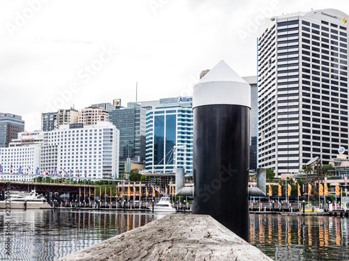 In the port of Sydney, Australia, in front of the skyscrapers of the financial district. 4 February 2013