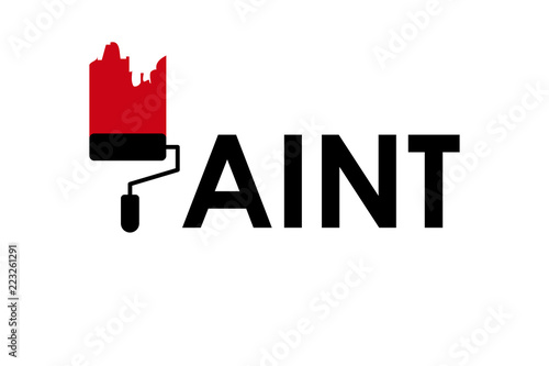 Custom creative paint business logo with paint roller in modern design. Decoretive logo for painters and painting companies.