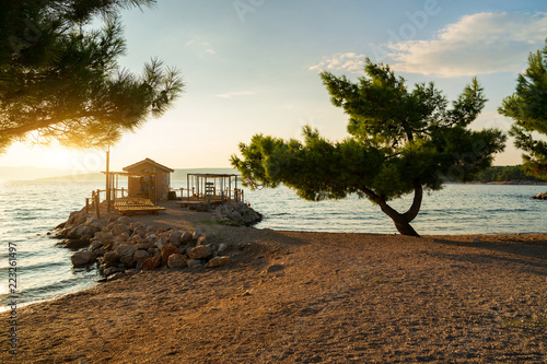 Sunny beach in Punat , Krk Island Croatia photo