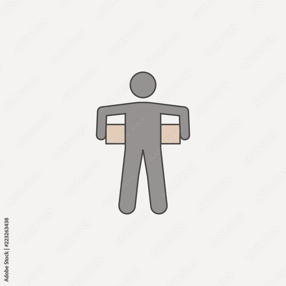 man carries box behind 2 colored line icon. Simple colored element illustration. man carries box behind outline symbol design from carrying and picking box set man carries box behind 2 colored line icon. Simple colored element illustration. man carries box behind outline symbol design from carrying and picking box set