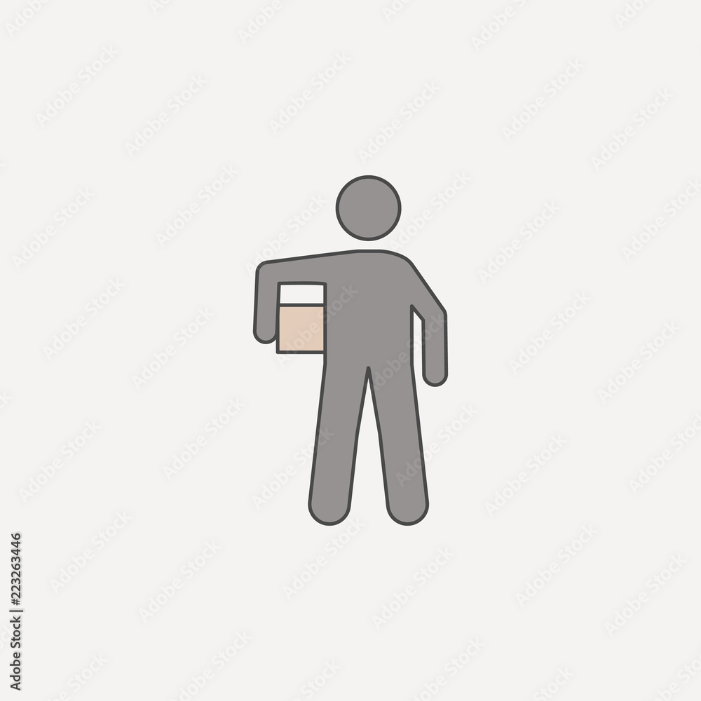 man carries box 2 colored line icon. Simple colored element illustration. man carries box outline symbol design from carrying and picking box set man carries box 2 colored line icon. Simple colored element illustration. man carries box outline symbol design from carrying and picking box set