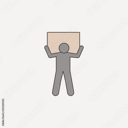 man carries box on shoulders 2 colored line icon. Simple colored element illustration. man carries box on shoulders outline symbol design from carrying and picking box set