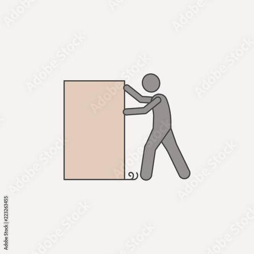 man pushes box 2 colored line icon. Simple colored element illustration. man pushes box outline symbol design from carrying and picking box set