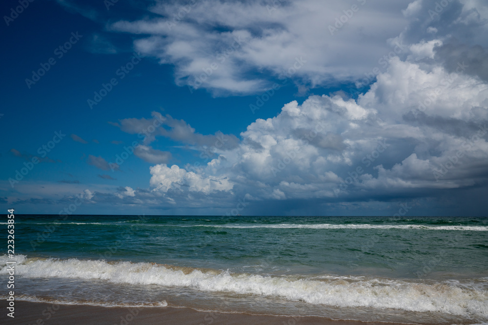 Daytona Beach, Florida, USA.  Sand, surf, sun and sky.