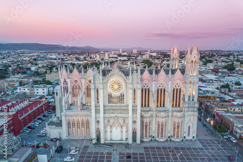 Beautiful aerial view of the Expiatory Temple of Leon in Guanajuato, Mexico photo
