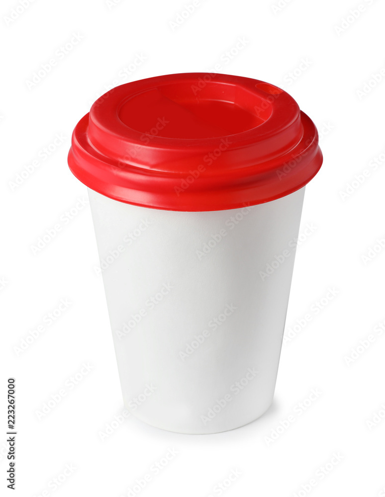 Paper coffee cup with lid isolated on white Paper coffee cup with lid isolated on white