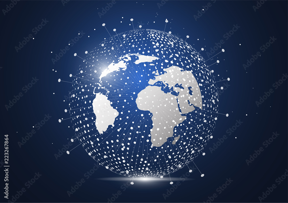Global network connection. World map point and line composition concept of global business. Vector Illustration Global network connection. World map point and line composition concept of global business. Vector Illustration