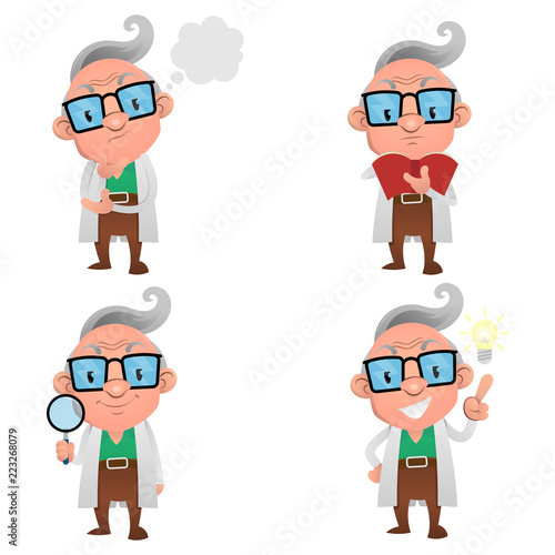 Set of how to Professor cycle for discovery idea using for presentation Cartoon Vector