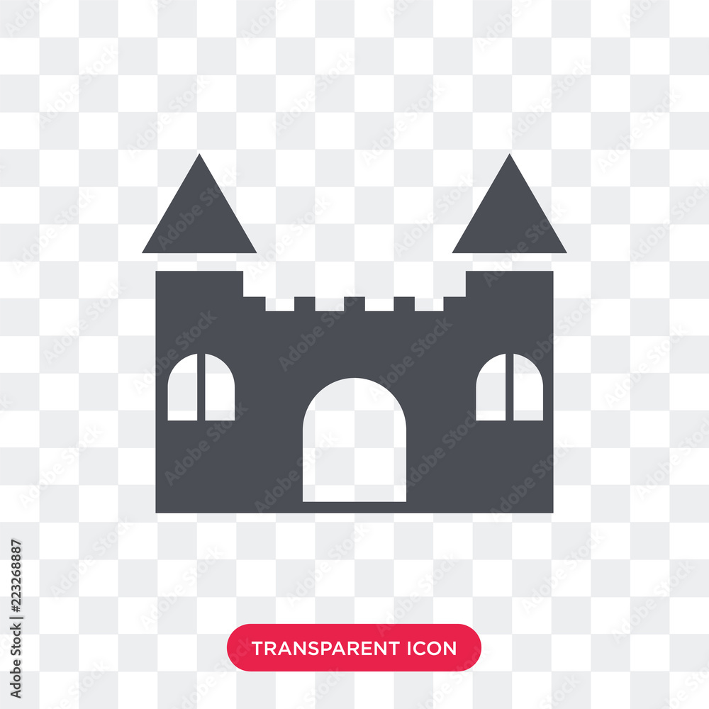 Fototapeta premium Castle vector icon isolated on transparent background, Castle logo design